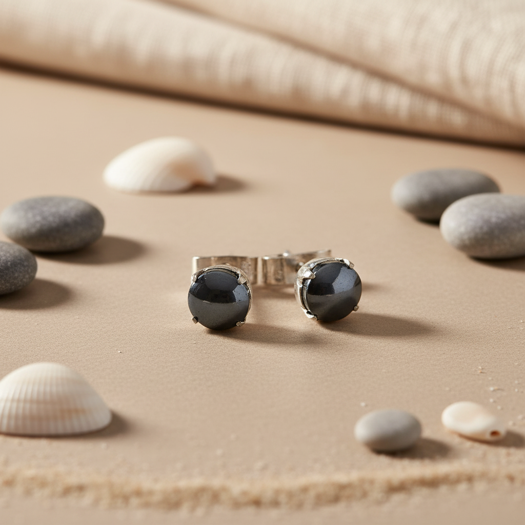 Silver Hematite Stud Earrings | Women's Jewelry | Gift