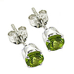 将图像加载到图库查看器中， 925 Silver Peridot Stud Earrings for Women | Green Gemstone
