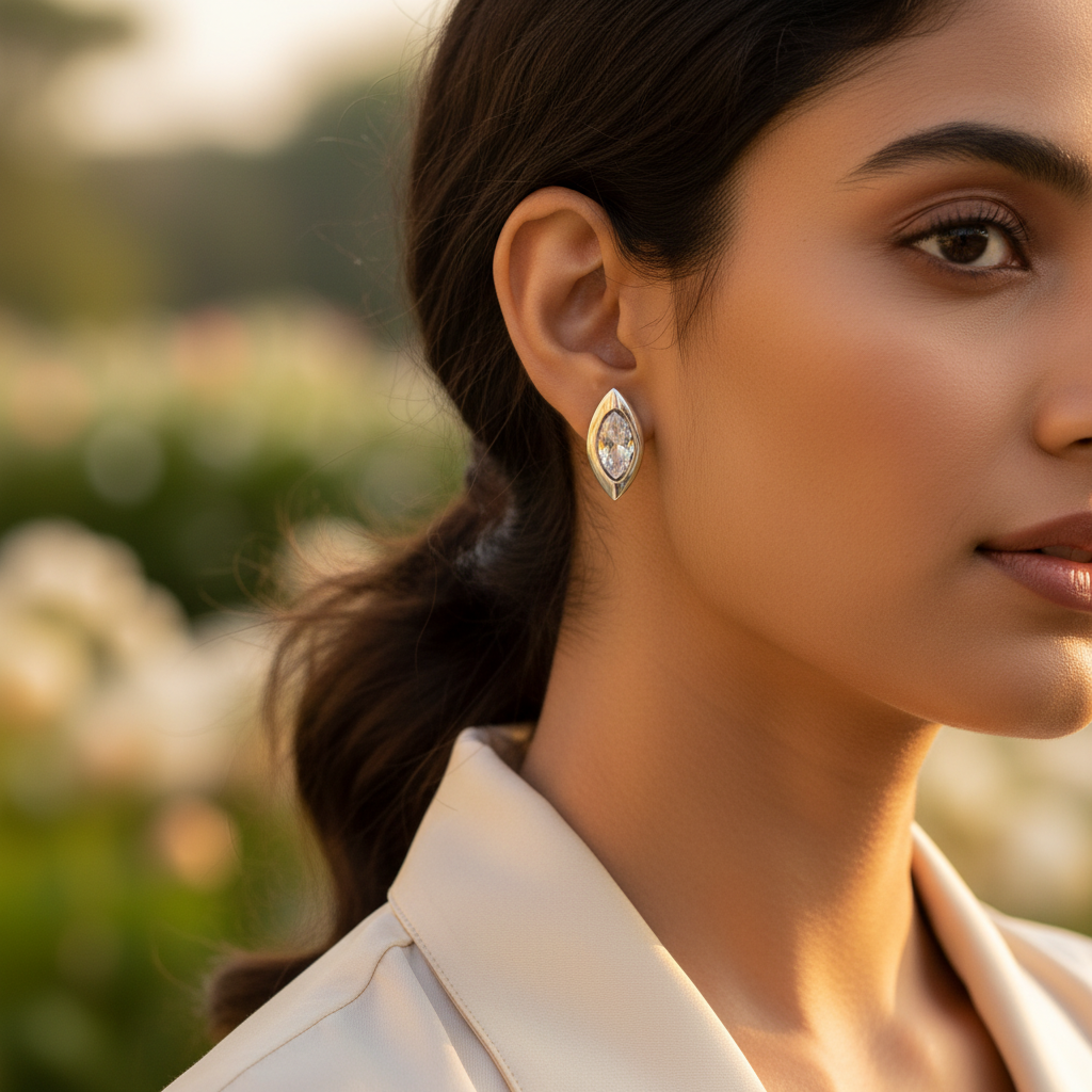 Silver Marquise Crystal Stud Earrings | Women's Jewelry Gift