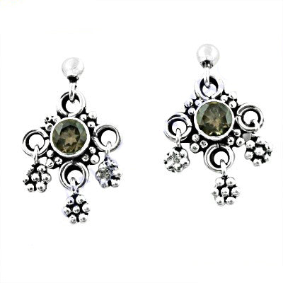 925 silver smoky quartz dangle earrings for women | gift