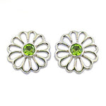 将图像加载到图库查看器中， 925 Silver Peridot Flower Stud Earrings for Women
