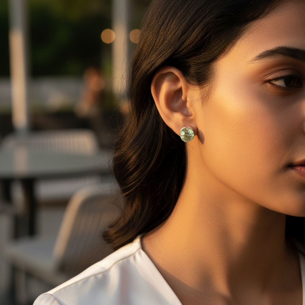 925 Silver Faceted Crystal Stud Earrings for Women | Gift