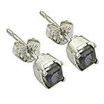 将图像加载到图库查看器中， 925 Sterling Silver Sapphire Stud Earrings | Square Cut Gemstone
