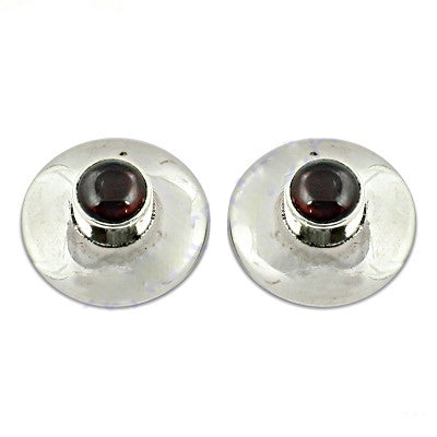 Silver stud earrings with garnet gemstone | women's jewelry gift