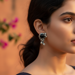 将图像加载到图库查看器中， 925 Silver Black Onyx Stud Earrings for Women | Daily Wear
