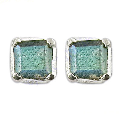 925 silver emerald cut stud earrings | green gemstone jewelry