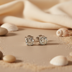 Load image into Gallery viewer, Silver Stud Earrings | Round Cut Diamond Studs | For Women
