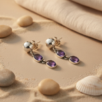 将图像加载到图库查看器中， 925 Silver Amethyst Drop Earrings | Women's Dangle Earrings
