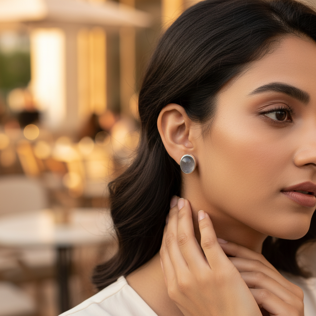 Silver Stone Stud Earrings for Women | Daily Wear Jewelry