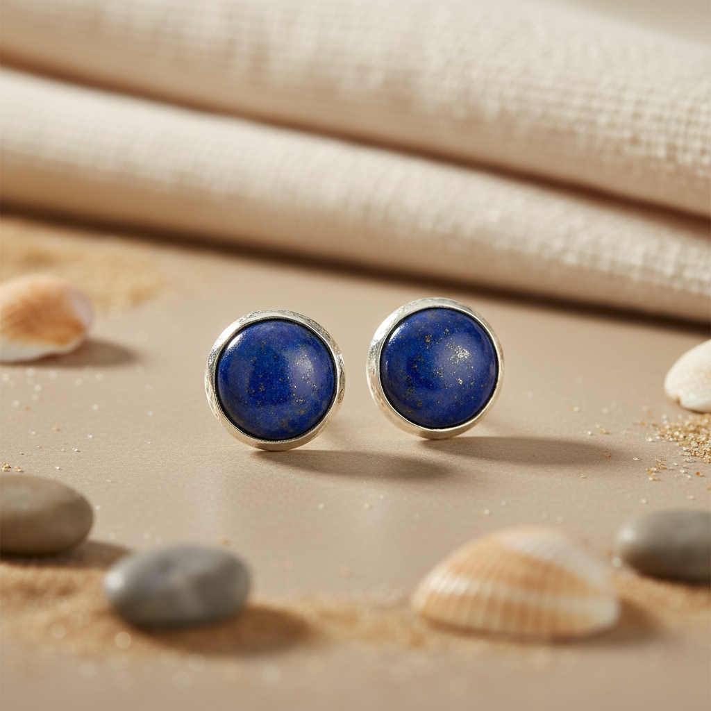 925 Silver Lapis Lazuli Stud Earrings for Women | Gemstone Jewelry