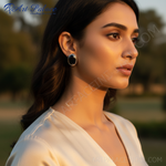 Load image into Gallery viewer, Silver Stud Earrings with Black Gemstones | Women&#39;s Jewelry
