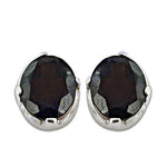 将图像加载到图库查看器中， Silver Stud Earrings with Dark Gemstone | Women's Jewelry Gift

