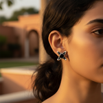 Load image into Gallery viewer, 925 Silver Black Stone Stud Earrings for Women | Daily Wear
