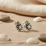 将图像加载到图库查看器中， 925 Silver Citrine Stud Earrings | Floral Design for Women

