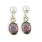 将图像加载到图库查看器中， 925 Silver Oval Amethyst Drop Earrings for Women | Gift

