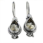 将图像加载到图库查看器中， 925 Silver Smoky Quartz Drop Earrings for Women | Gemstone Jewelry
