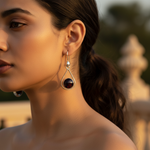 将图像加载到图库查看器中， 925 Silver Black Gemstone Teardrop Earrings for Women
