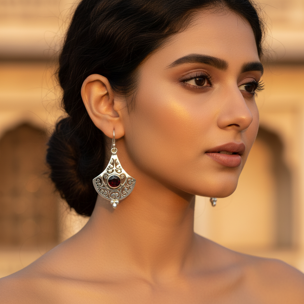925 Silver Garnet Earrings for Women | Dangle Earrings