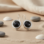 将图像加载到图库查看器中， Silver Black Gemstone Earrings for Women | Dangle Earrings
