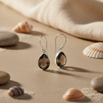 将图像加载到图库查看器中， Smoky Quartz Teardrop Earrings in Sterling Silver for Women
