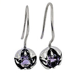 将图像加载到图库查看器中， 925 Silver Amethyst Drop Earrings for Women | Floral Jewelry

