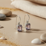 将图像加载到图库查看器中， 925 Silver Amethyst Drop Earrings for Women | Daily Wear Gift

