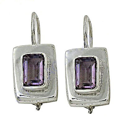 925 silver amethyst drop earrings | women's daily wear jewelry