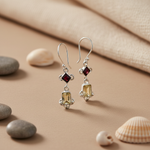 将图像加载到图库查看器中， 925 Silver Garnet &amp; Citrine Dangle Earrings for Women
