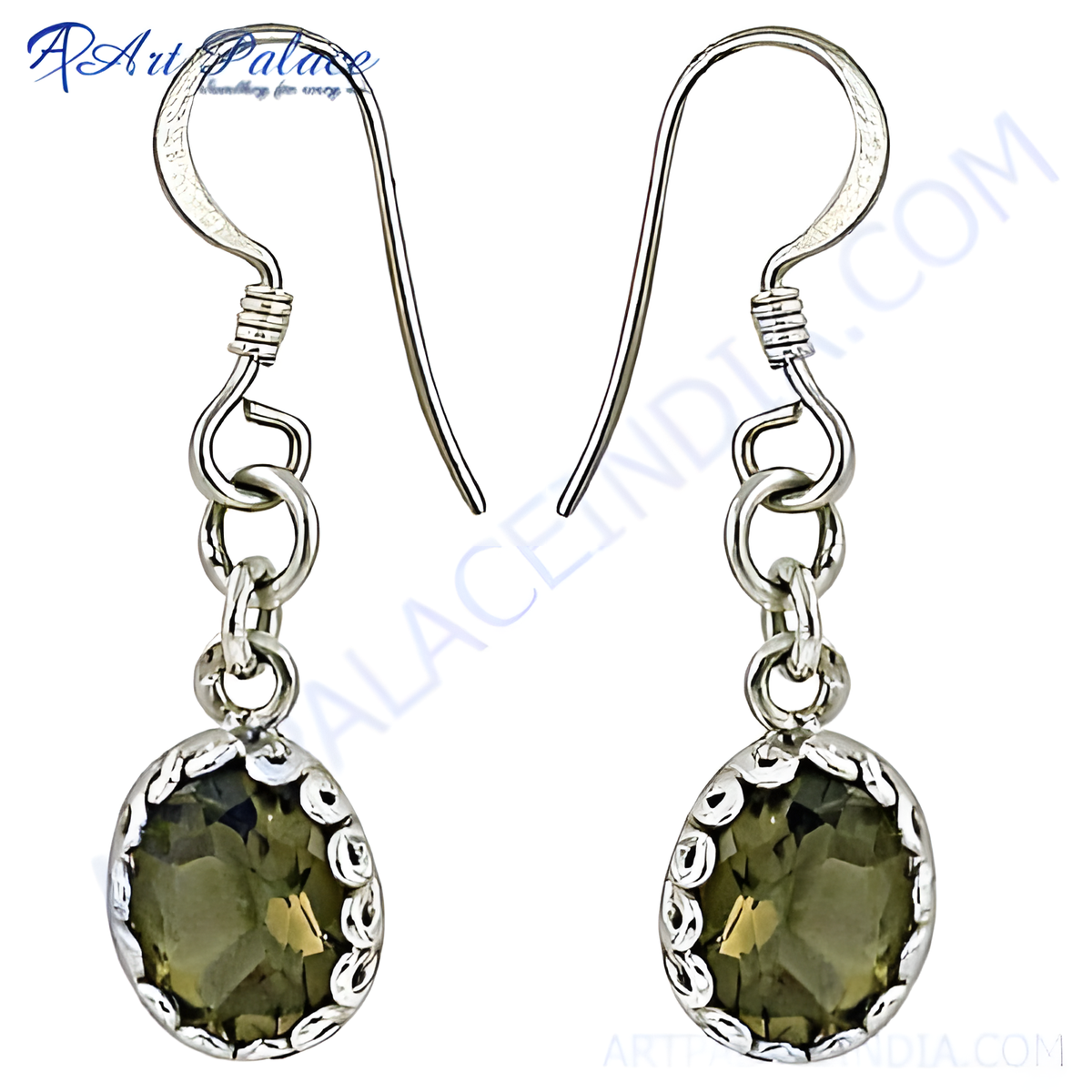 925 sterling silver dangle earrings with oval smoky quartz gemstones