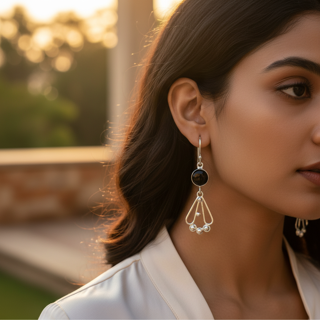 925 Silver Onyx Drop Earrings for Women | Dangle Earrings