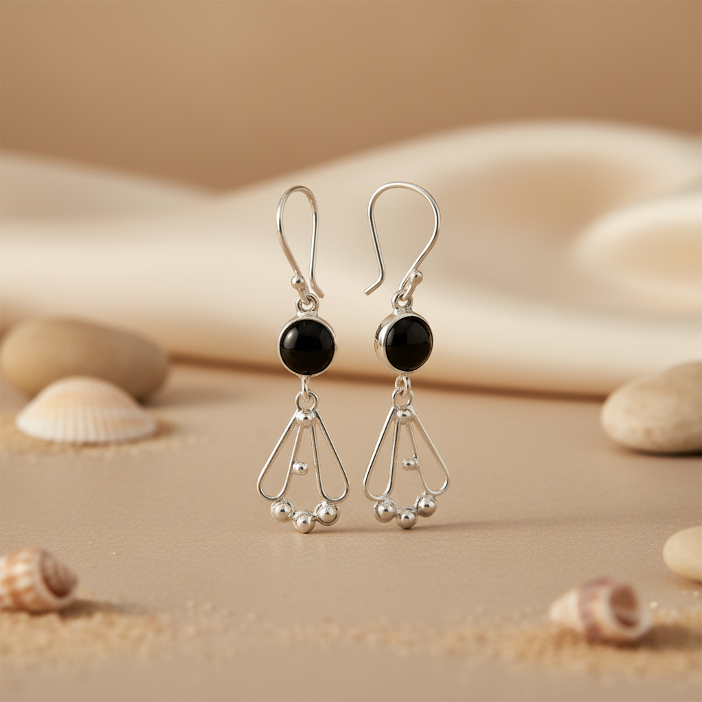 925 Silver Onyx Drop Earrings for Women | Dangle Earrings