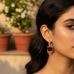 Load image into Gallery viewer, Silver Red Gemstone Earrings for Women | Dangle Jewelry
