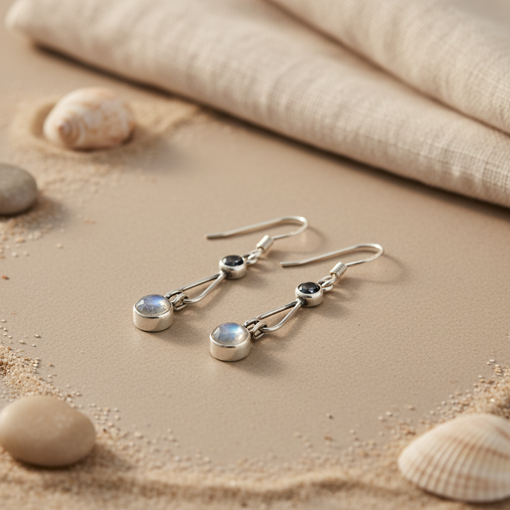 925 Silver Moonstone Drop Earrings for Women | Dainty Jewelry