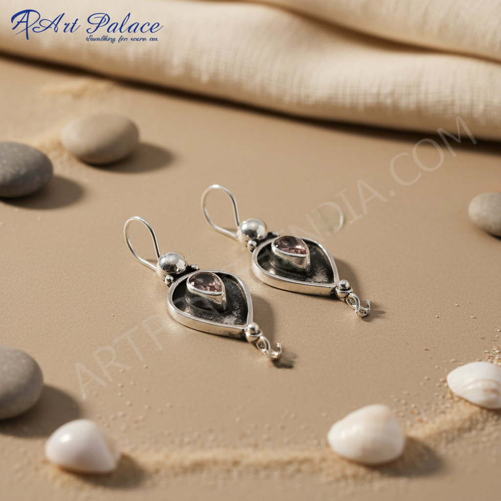 925 silver amethyst drop earrings for women | dangle earrings