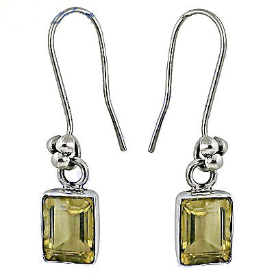 Citrine gemstone drop earrings in 925 silver for women