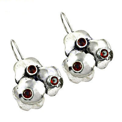 925 silver garnet floral earrings | women's jewelry gift