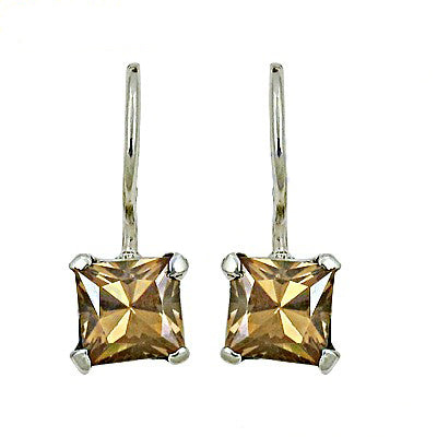 Silver princess cut topaz drop earrings for women | gift