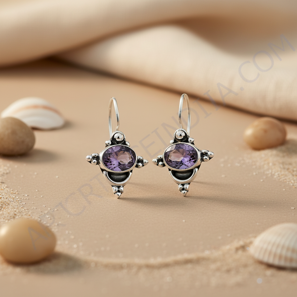 925 Silver Amethyst Drop Earrings | Women's Jewelry Gift