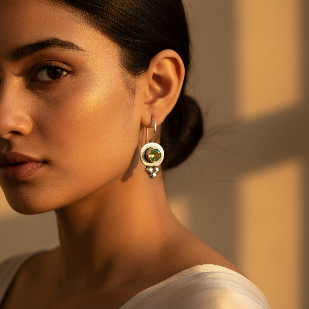 925 Silver Peridot Earrings for Women | Dangle Drop Earrings