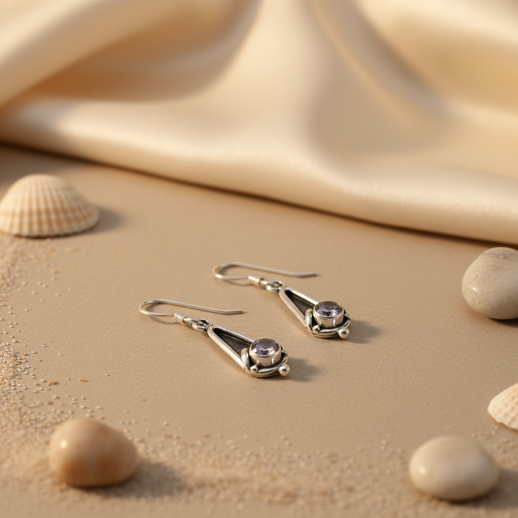 925 silver amethyst drop earrings for women | dangle jewelry