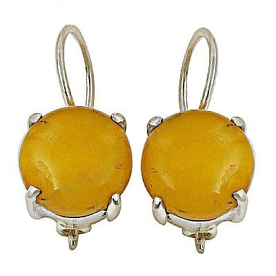 Silver amber drop earrings | women's genuine gemstone jewelry