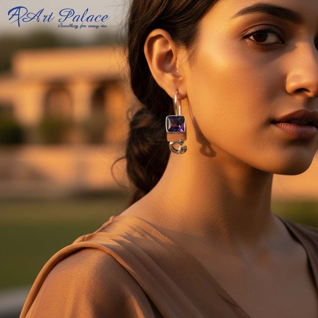 925 Silver Amethyst Drop Earrings for Women | Gift Jewelry