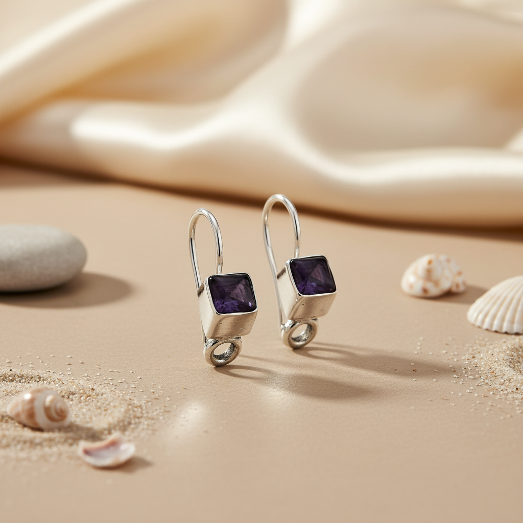 925 Silver Amethyst Drop Earrings for Women | Gift Jewelry
