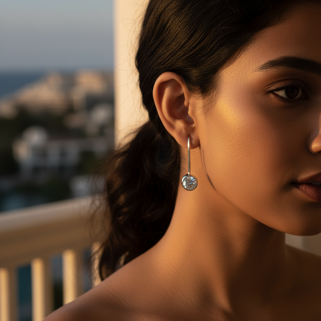 Silver Dangle Drop Earrings with Clear CZ | Women's Jewelry Gift