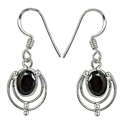 925 silver black gemstone drop earrings for women | gift jewelry