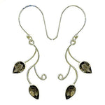 Load image into Gallery viewer, 925 Silver Smoky Quartz Earrings for Women | Leaf Design
