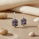 将图像加载到图库查看器中， 925 Silver Amethyst Square Earrings for Women | Gift
