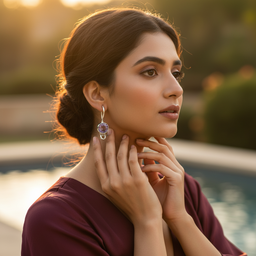 925 Silver Amethyst Earrings for Women | Gemstone Jewelry