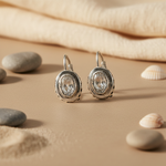 将图像加载到图库查看器中， 925 Silver Leverback Earrings with Oval Gemstone | Women's Jewelry
