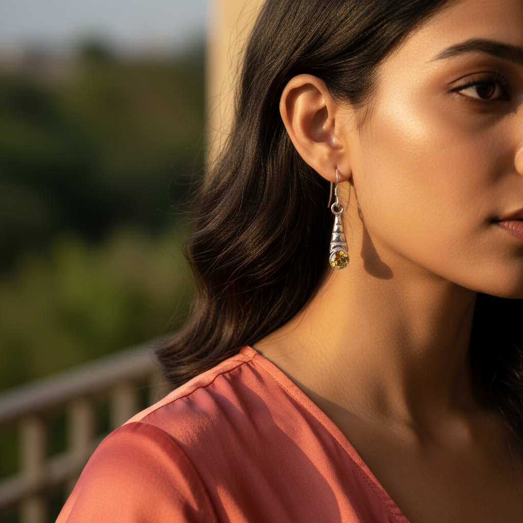 925 Silver Citrine Teardrop Earrings for Women | Dangle Jewelry